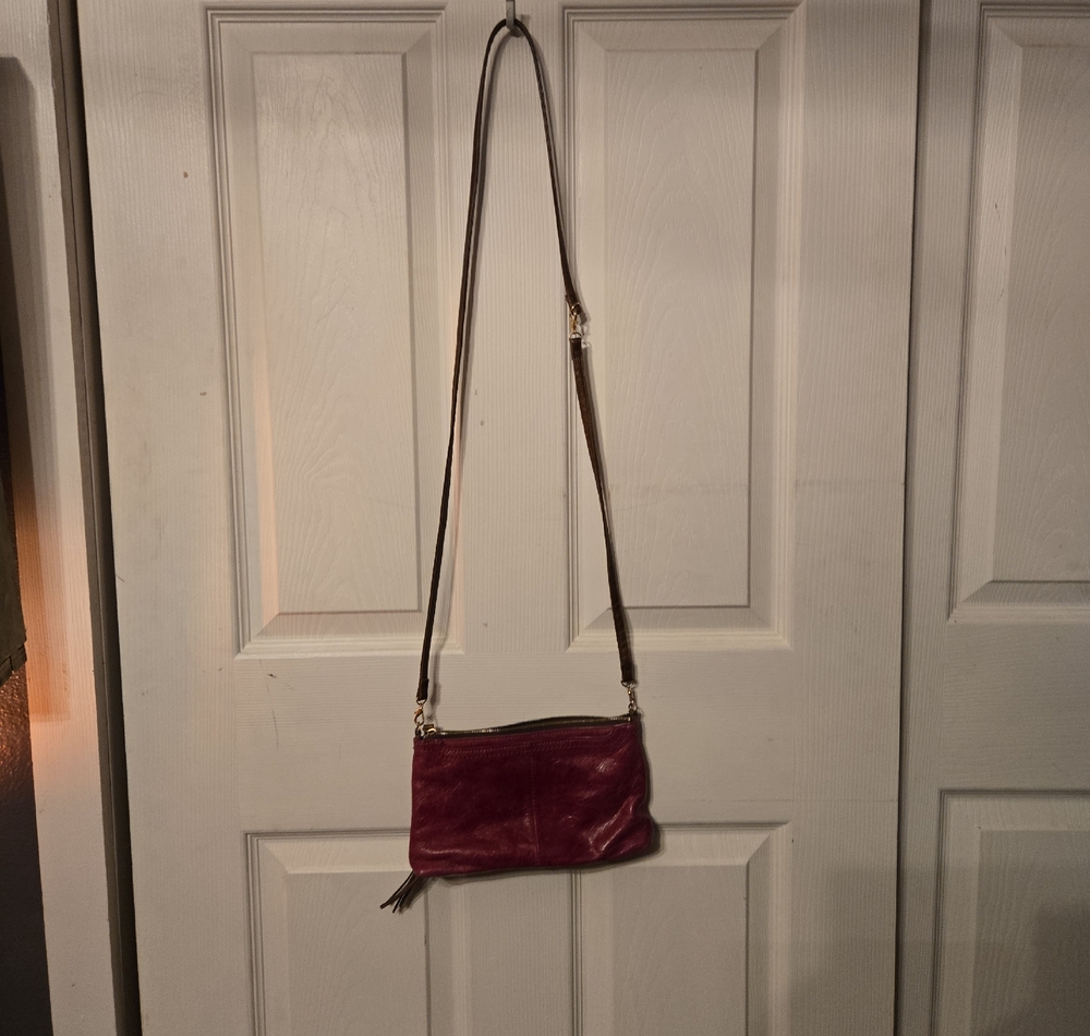 HOBO Rich Dark Pink Leather Crossbody Bag